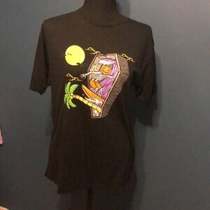Halloween Pumpkin Skeleton Surfing T-Shirt